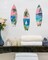 Set of 3 Surfboard Wall Decor with Triangle Hooks, Tropical Coastal Wooden Wall Art with Palm Trees and Sailboats, Beach-Themed Wall Hanging for Home, Office, Patio
